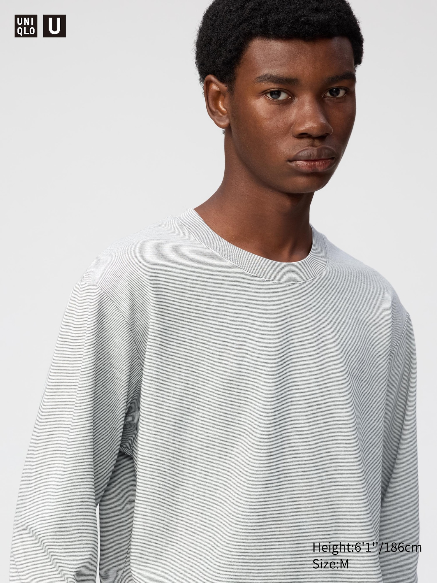 AIRism Cotton Crew Neck T-Shirt (Striped, Long Sleeve)