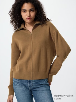 Smooth Cotton Full-Zip Cardigan