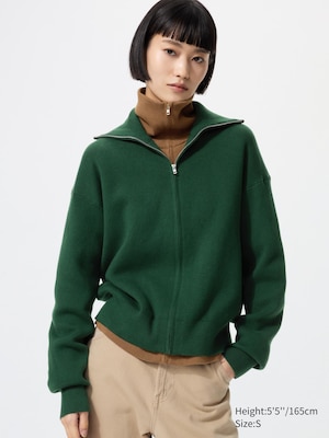 Smooth Cotton Full-Zip Cardigan