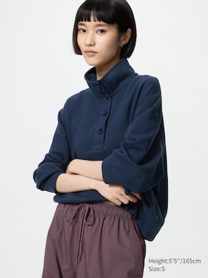 Button-Up Sweat Pullover
