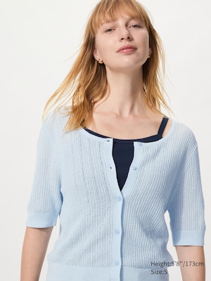 Sheer Lace Crew Neck Cardigan (Short Sleeve)