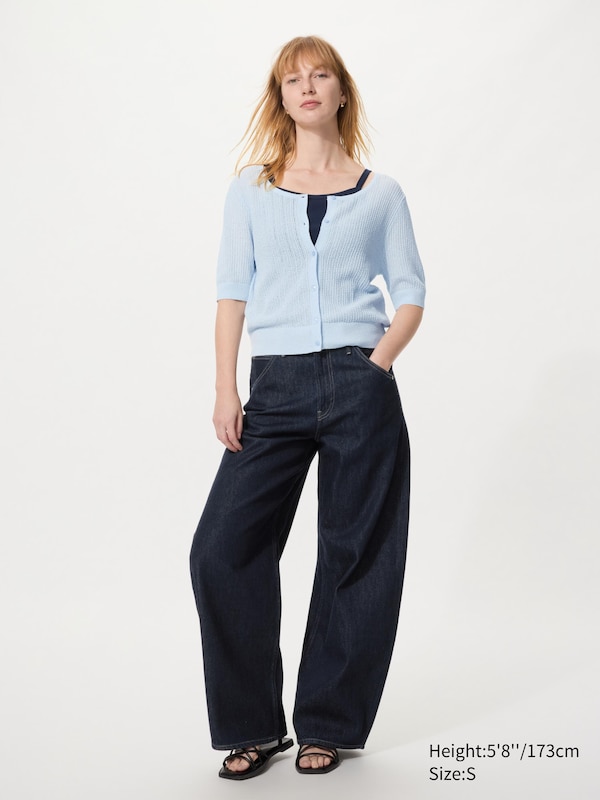 Sheer Lace Crew Neck Cardigan (Short Sleeve)