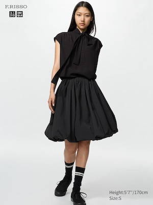 Balloon Gathered Midi Skirt