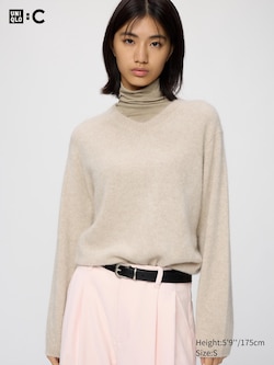 Fluffy 100% Cashmere Relaxed V Neck Jumper