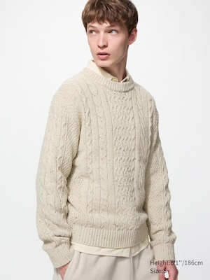 Low Gauge Cable Knit Crew Neck Jumper