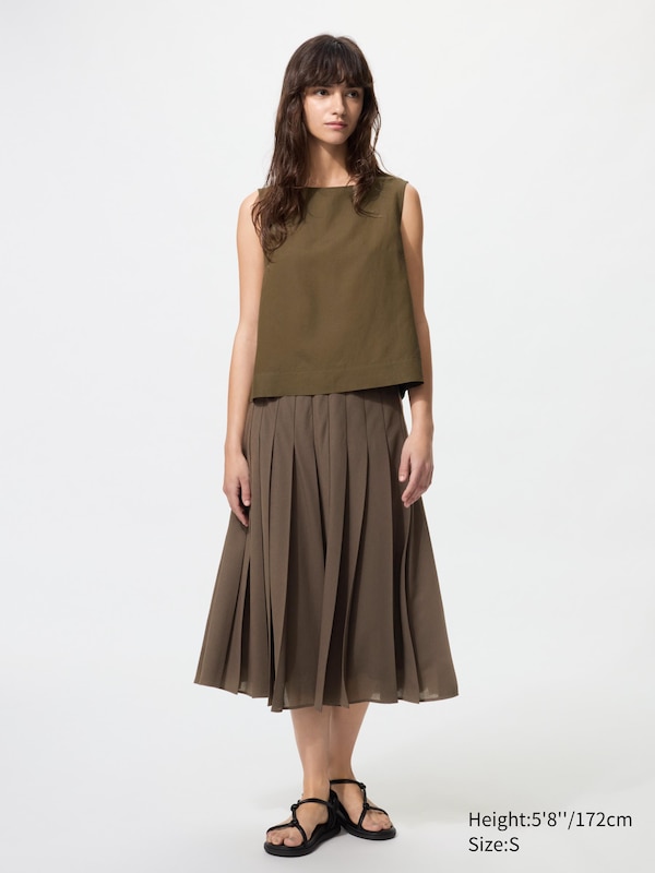 Chiffon Pleated Midi Skirt