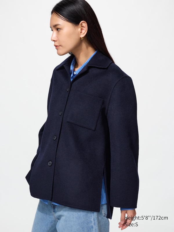 Double-Faced Wool Blend Shirt Jacket