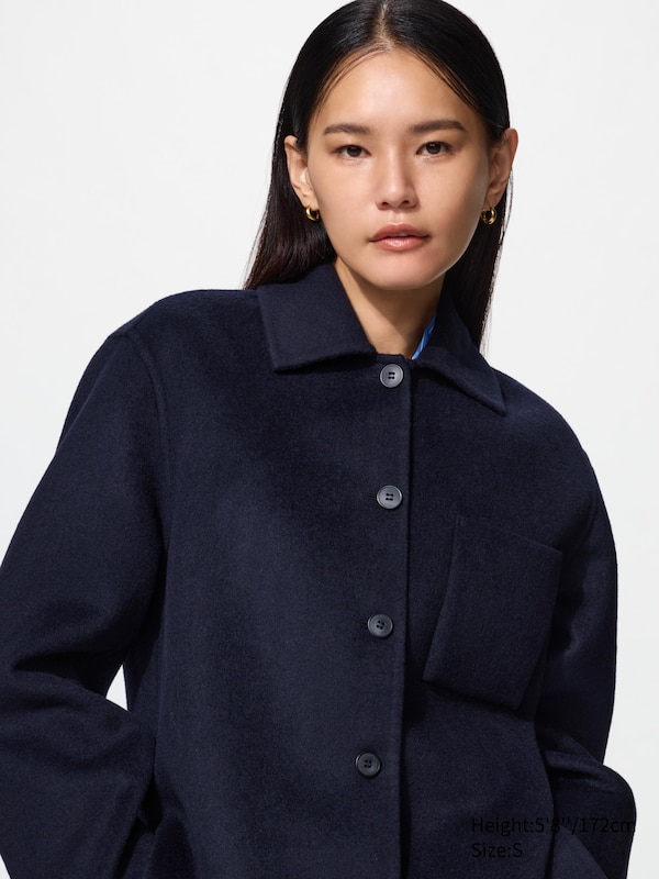 Double-Faced Wool Blend Shirt Jacket
