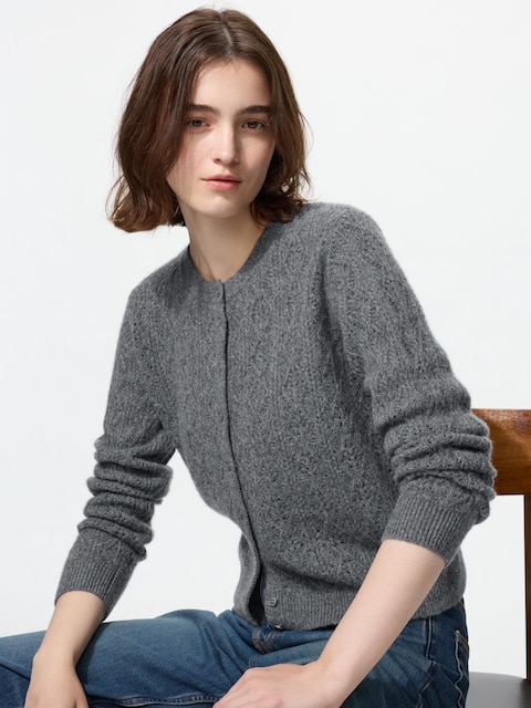 Uniqlo 100% Cashmere Crew Neck Short Cardigan