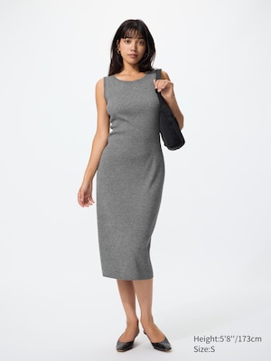 Washable Ribbed Knit Dress (Sleeveless)