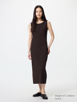 Washable Ribbed Knit Dress (Sleeveless)