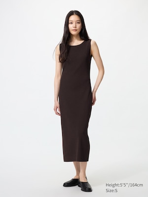 Washable Ribbed Knit Dress (Sleeveless)