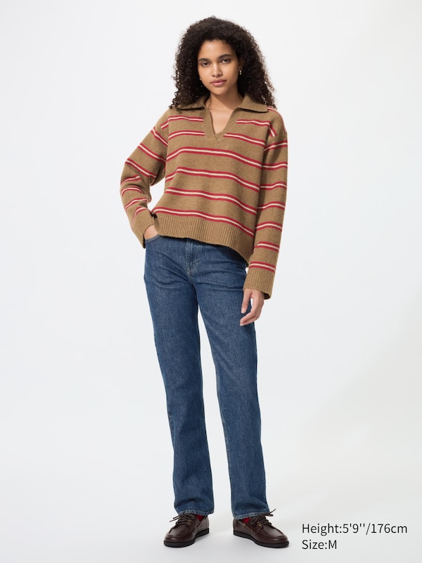 Soufflé Yarn Skipper Polo Jumper (Striped)