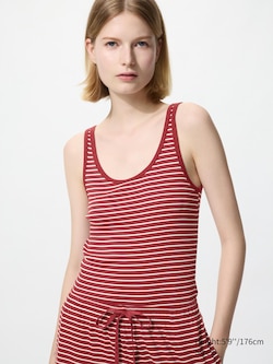 Ribbed Sleeveless Top (Striped)