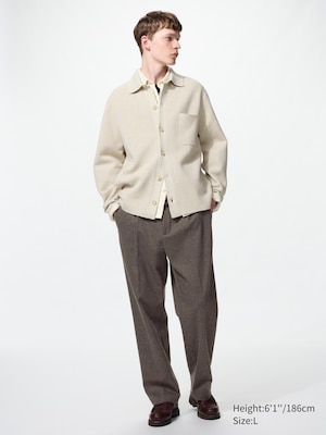 Pleated Wide Trousers (Brushed Jersey, Homespun)