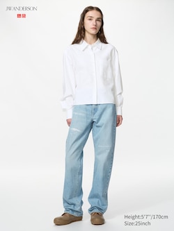 Straight Jeans (Distressed, Longer)