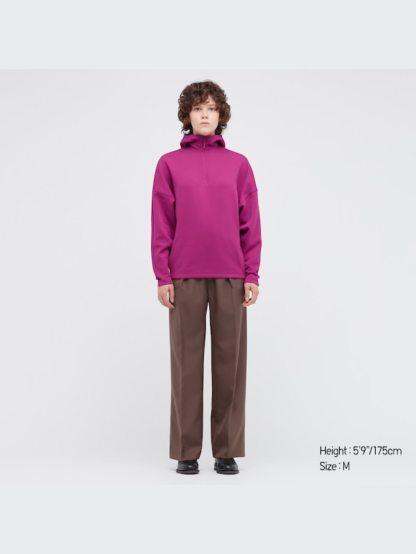 Jaket Sweat Hoodie Half-Zip Lengan Panjang