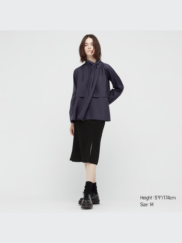 +J Silk Bow Tie Long Sleeve Blouse