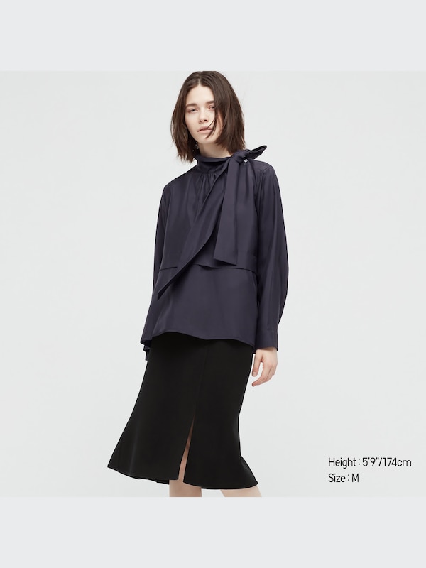 +J Silk Bow Tie Long Sleeve Blouse