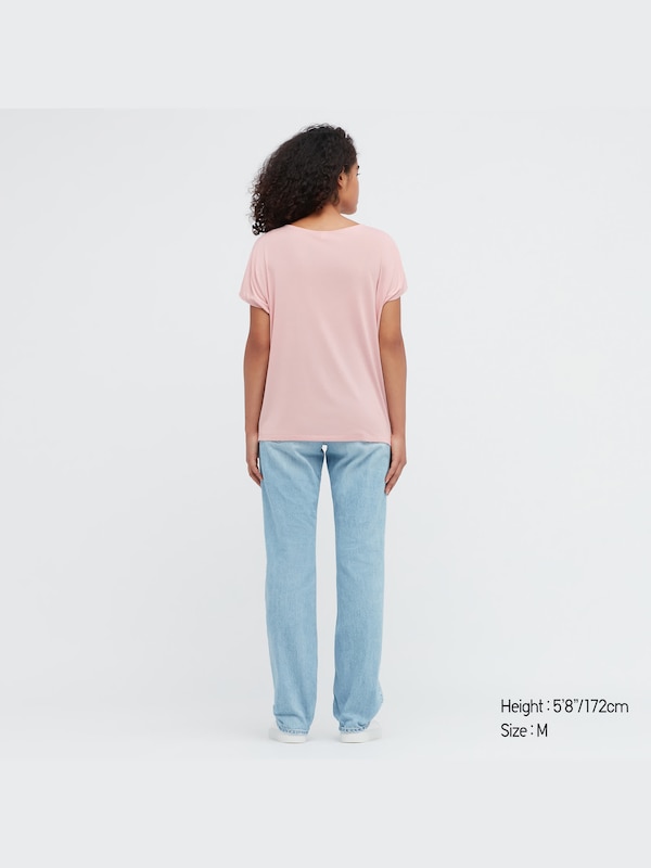 T-Shirt Drape Kerah Bulat Lengan Pendek