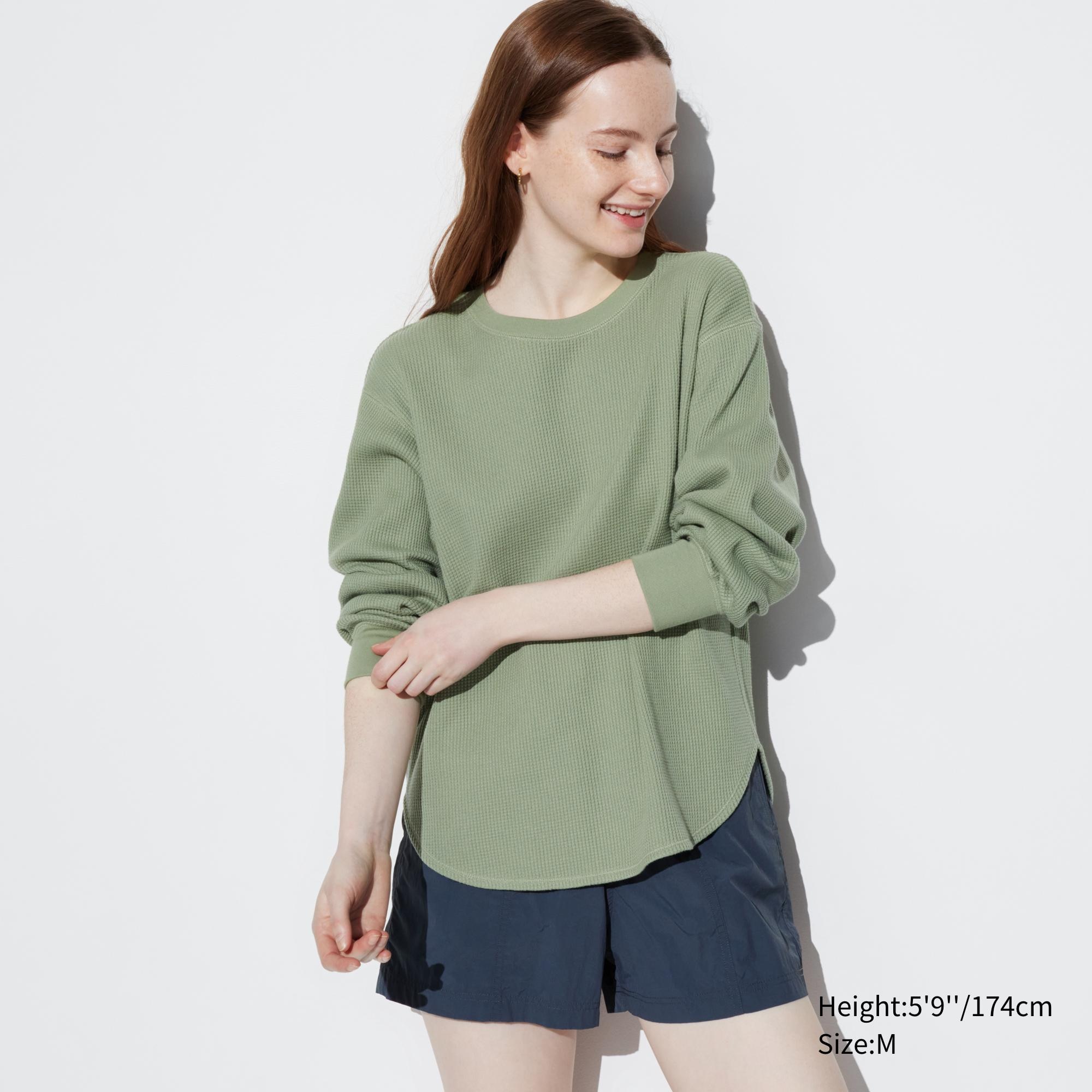 Uniqlo waffle discount oversized crew neck