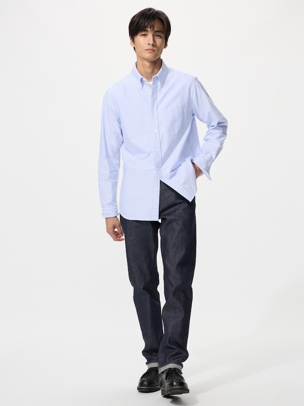 Kemeja Oxford Slim Fit Garis Lengan Panjang