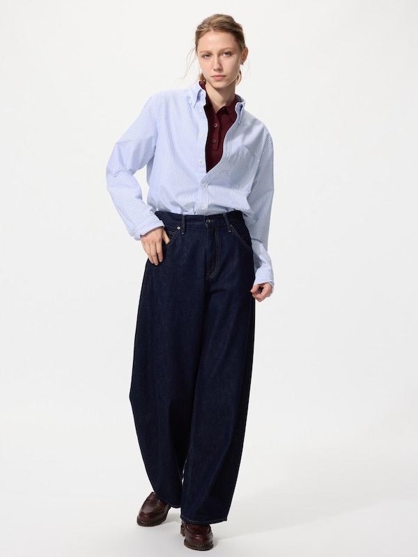 Kemeja Oxford Slim Fit Garis Lengan Panjang