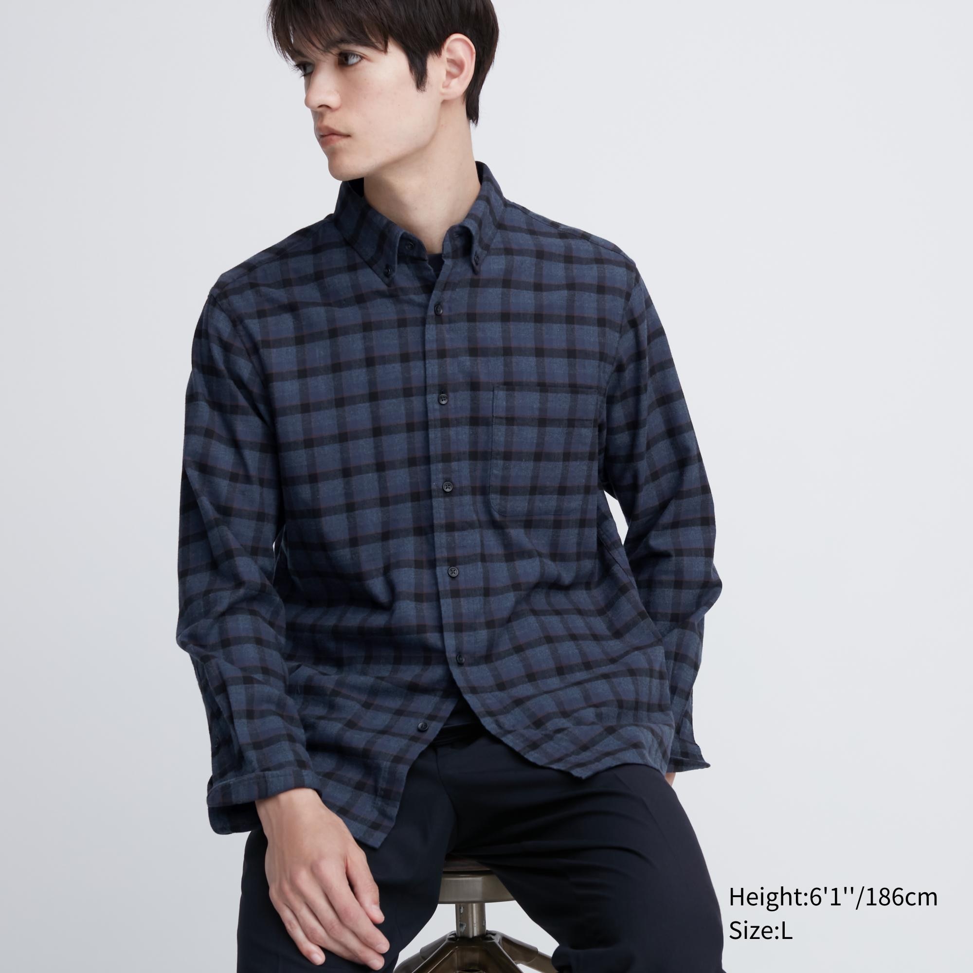 MEN S FLANNEL CHECKED LONG SLEEVE SHIRT UNIQLO ID