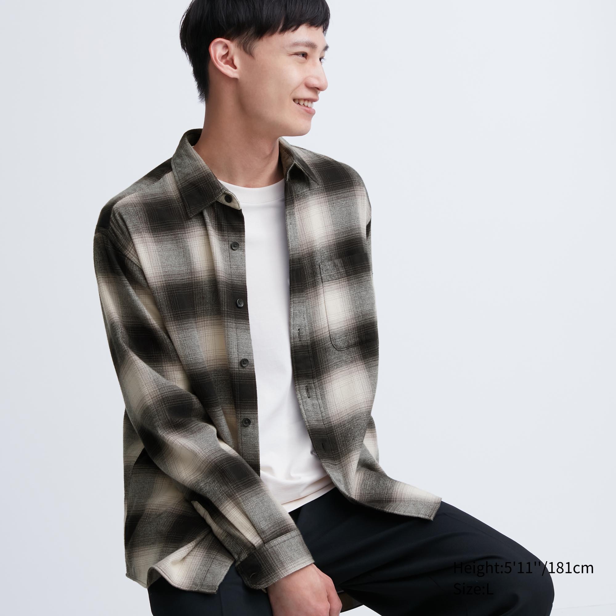 MEN S FLANNEL CHECKED LONG SLEEVE SHIRT UNIQLO ID