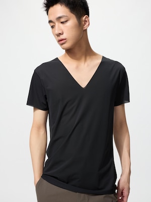 AIRism T-Shirt Mesh Anti Bau Kerah V Lengan Pendek