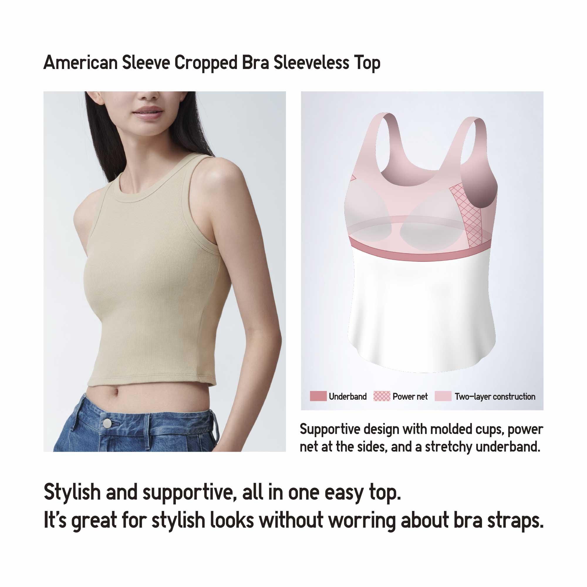 American Sleeve Cropped Bra Sleeveless Top