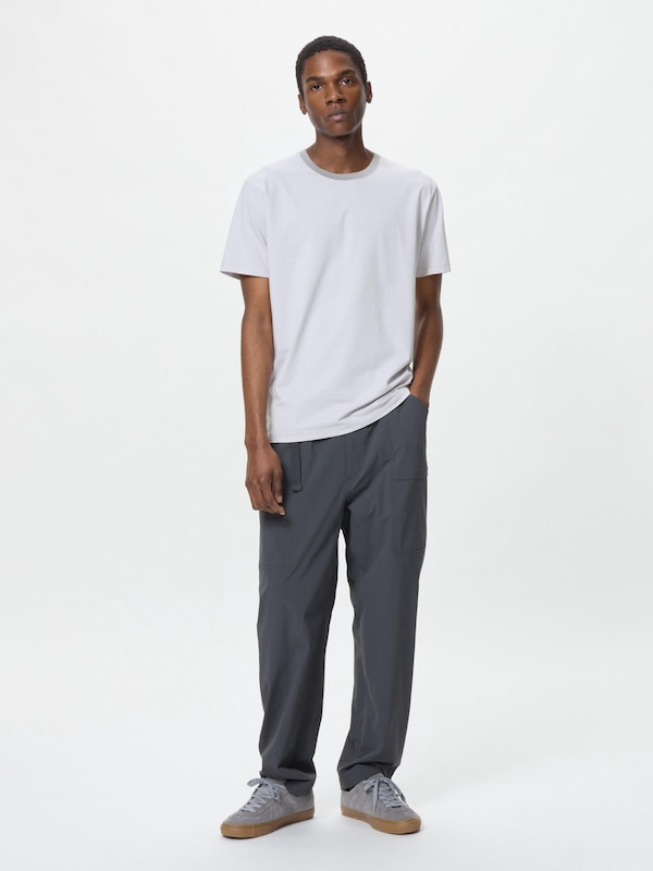 AIRism Cotton Crew Neck Striped Short Sleeve T-Shirt