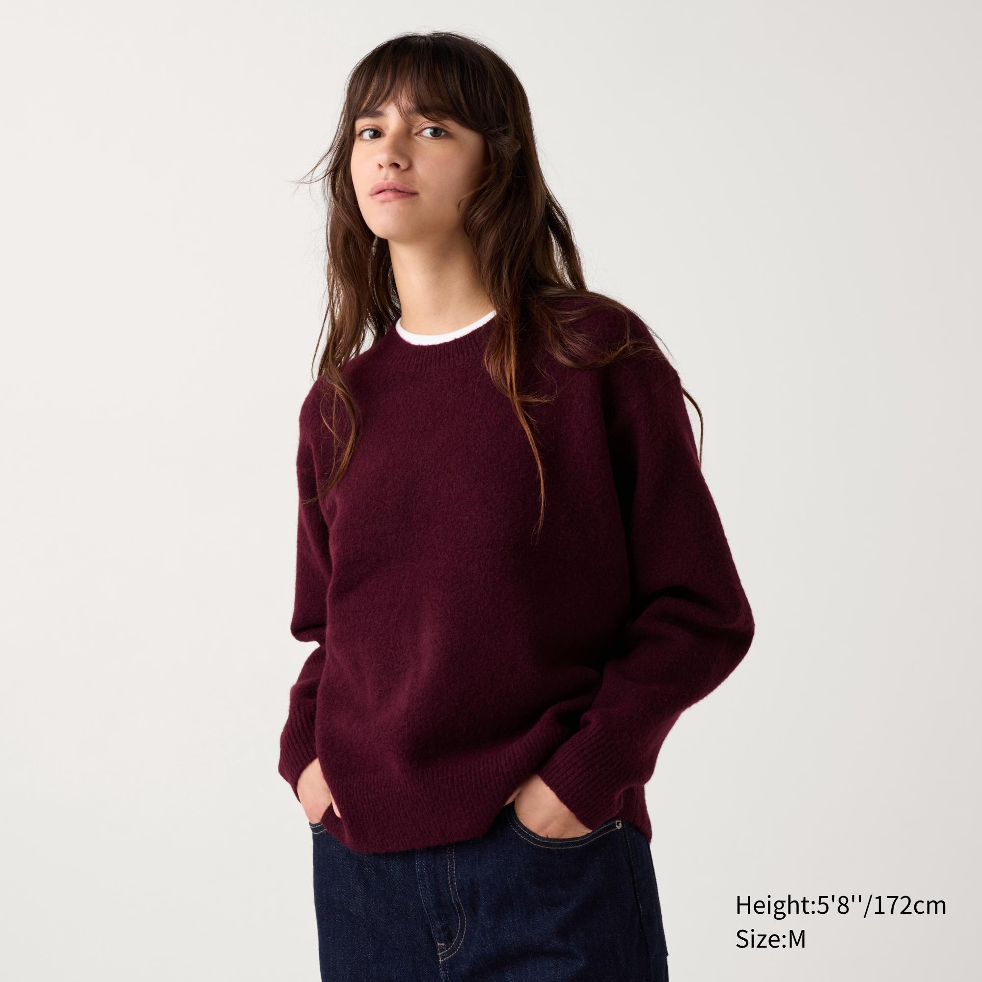 Burgundy crew neck sweater women's hotsell