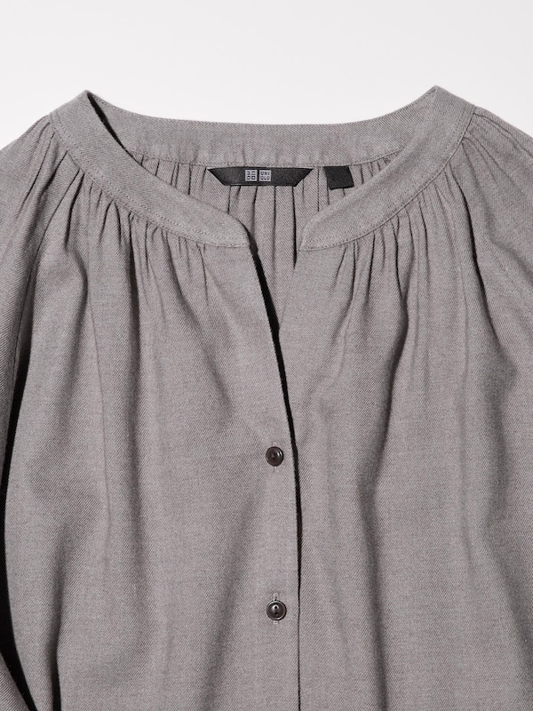 Soft Flannel Gathered Blouse