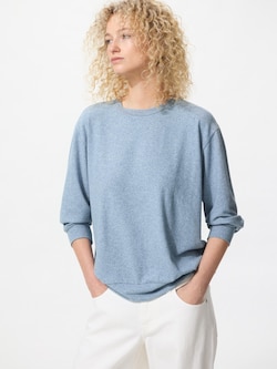 T-Shirt Fleece Rajut Lembut Kerah Bulat