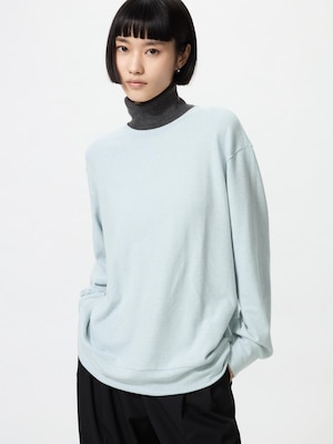 T-Shirt Fleece Rajut Lembut Kerah Bulat
