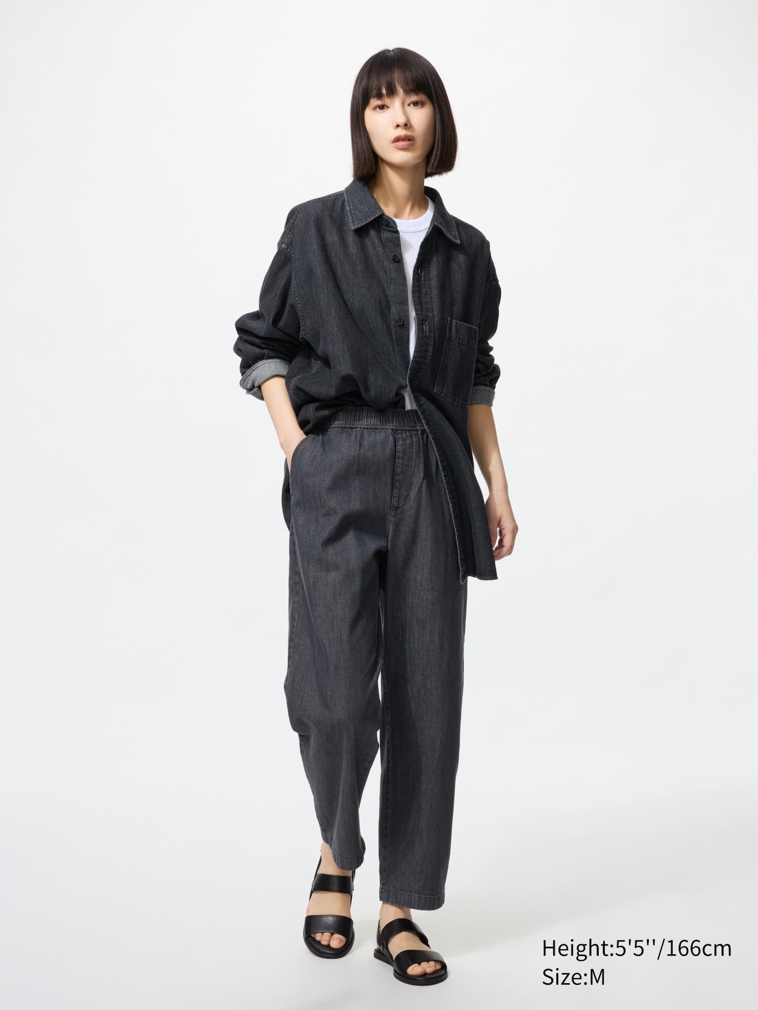 【新品】epa wide straight jeans\"BLK\" 24 Women's WIDE STRAIGHT JEANS | UNIQLO CA