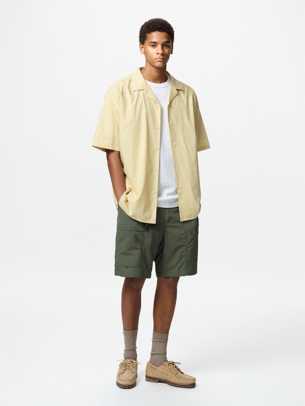 Modal Cotton Open Collar Shirt | Short Sleeve Print