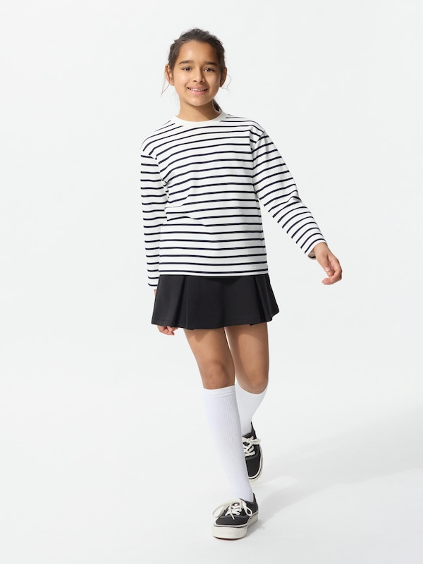 KIDS AIRism Katun T-Shirt Kerah Bulat | Lengan Panjang