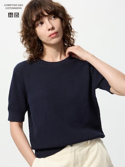 Cotton Popcorn Sweater Short Sleeve