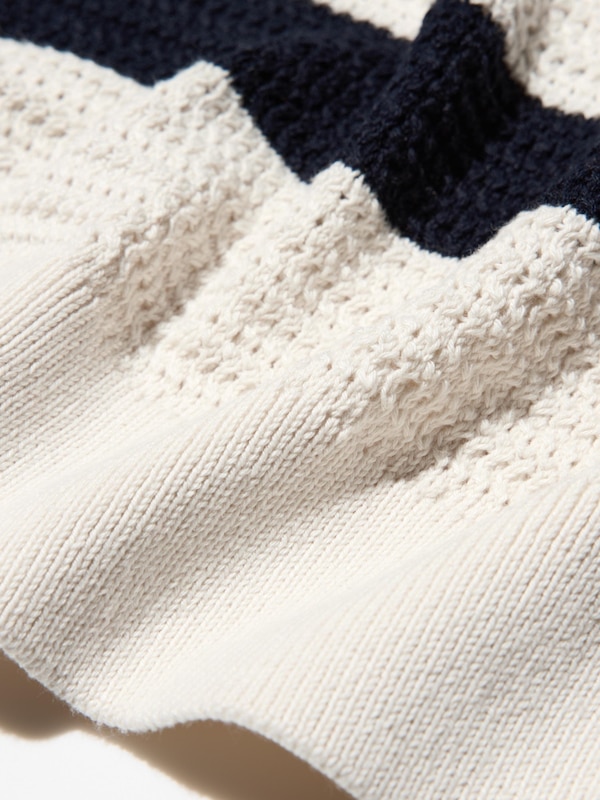 Sweater Pointelle Katun Campuran | Lengan Pendek