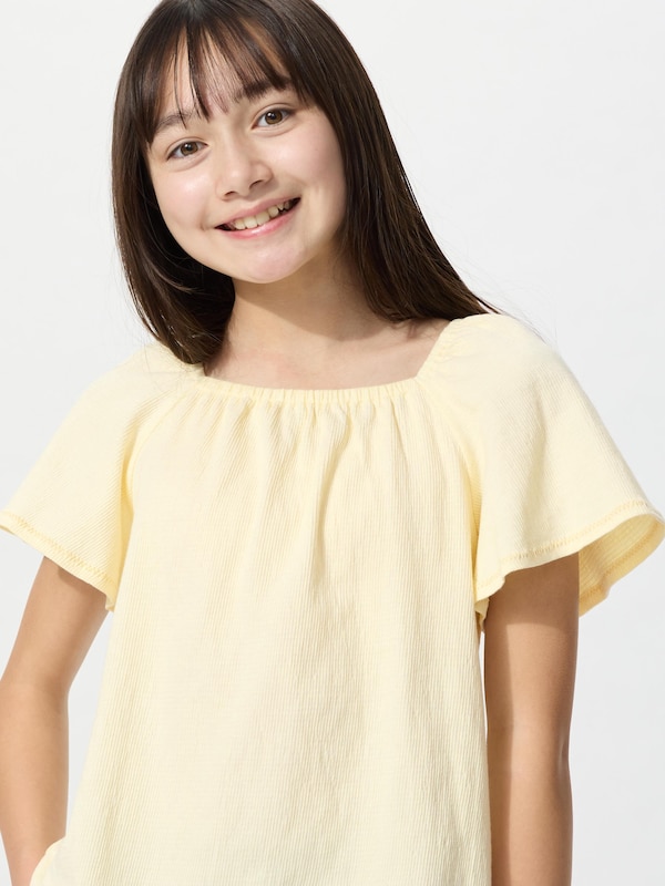 GIRLS Gathered Flare Sleeve T-Shirt