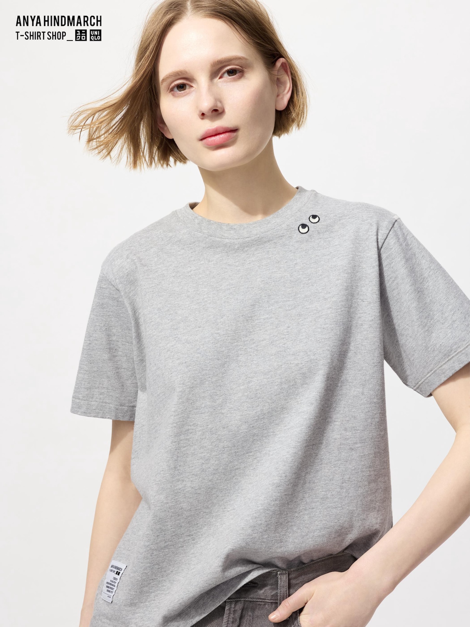 UNIQLO×ANYA HINDMARCH グレー M Women's T1BOXY | Boxy T-Shirt