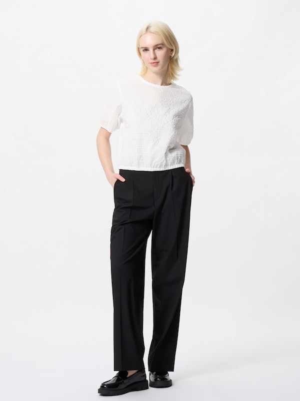 Seersucker Volume Blouse Short Sleeve (Matching Set)