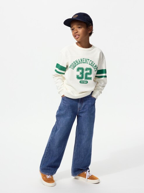 KIDS WIDE FIT STRAIGHT JEANS ZIP FLY DENIM UNIQLO ID