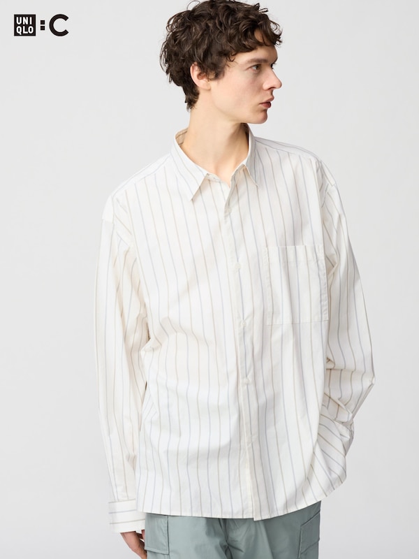 Broadcloth Oversized Shirt | Long Sleeve Stripe