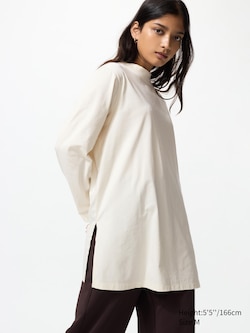 AIRism Cotton Relaxed Long T-Shirt | Long Sleeve