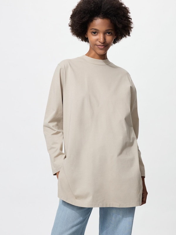 AIRism Cotton Relaxed Long T-Shirt | Long Sleeve