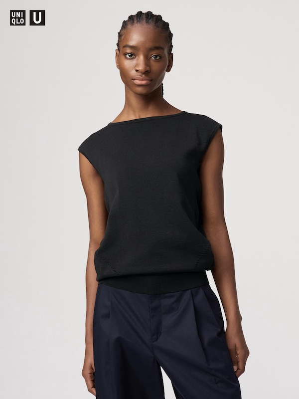 Sweater Model Kepompong Tanpa Lengan Wanita UNIQLO ID