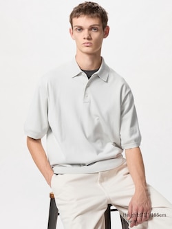 Washable Knitted Polo Sweater Short Sleeve